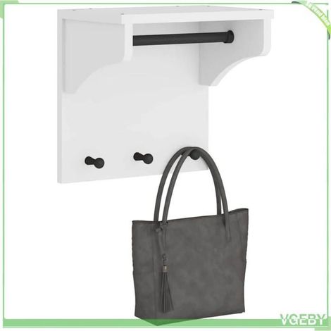 Porte-manteau mural - FAFEISY - SANDNES - Blanc - Pin massif - 43x30x42 cm (1/5)