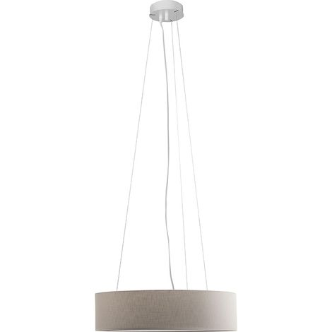 Lampada a Sospensione Rossini con Paralume Cilindrico Avorio - Struttura in Metallo Bianco - Attacco E27, Potenza 75W, IP20, Ø 58 x 15 x 150 cm (1/5)