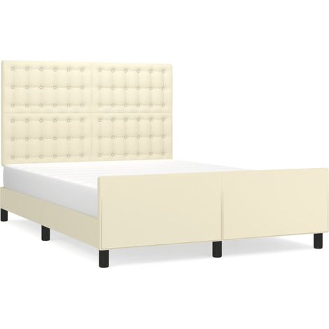 Maison Exclusive - Bettgestell mit Kopfteil Creme 140x200 cm Kuns