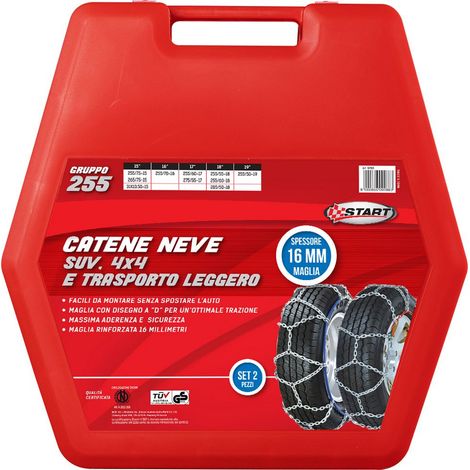 Set due pezzi catene da neve 16MM gruppo 255 per SUV 4x4 e trasporto leggero (1/5)