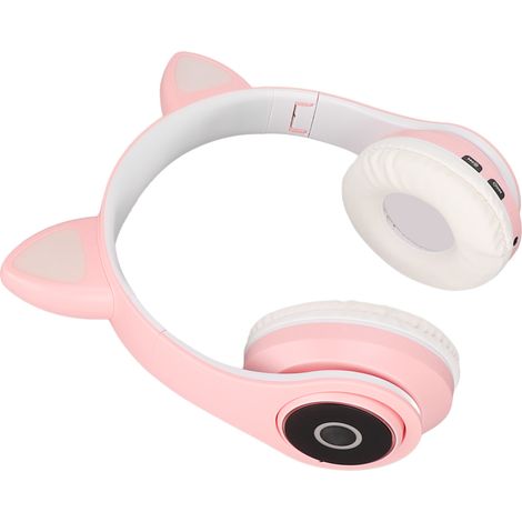 LXB39A Bluetooth-Kopfhörer mit Katzenohren, niedlich, einstellbarer Bass, tragbar, kabellos, mit Audiokabel für Kinder (rosa) (1/5)