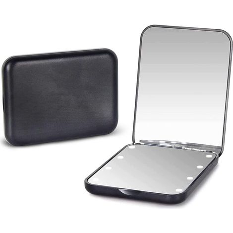 Bardusch-Miroir de poche, grossissement x1/3, LED, miroir de maquillage compact avec lumière pour sac à main, 2 côtés, portable, pliable (1/5)