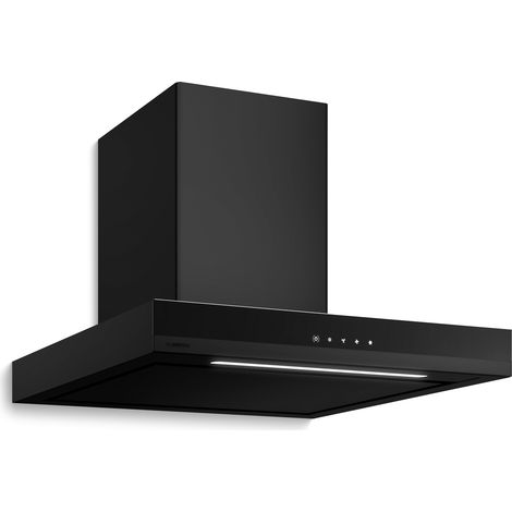 Klarstein Velaire Hotte Aspirante 60 cm - Hotte Murale Silencieuse, 600 m³/h, A++, Commandes Tactiles, LED, Filtre Charbon, 3 Vitesses, Cuisine Moderne, Noir