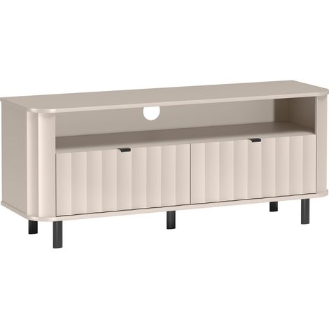 Selsey NOVADO – Meuble TV avec deux abattants et une niche ouverte, gris cachemire, 137 cm (1/5)