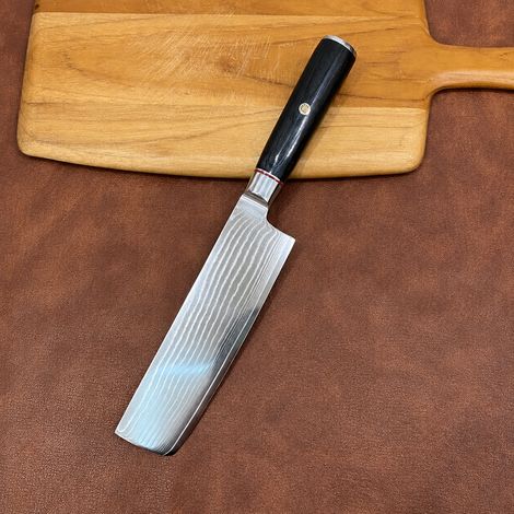 Petit couteau à légumes nakiri japonais en acier Damas 67 couches VG10 réf 7645 35 × 6 × 7 cm 300 g – Livraison gratuite