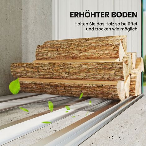 Abri à bois de chauffage, support pour bûches, acier, plancher surélevé, toit incliné, 213 x 66,5 x 150 cm, vert (1/5)