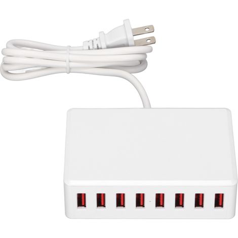 50-W-USB-Tischladegerät mit 8 Anschlüssen, universelle Ladestation, 100–240-V-Reiseadapter