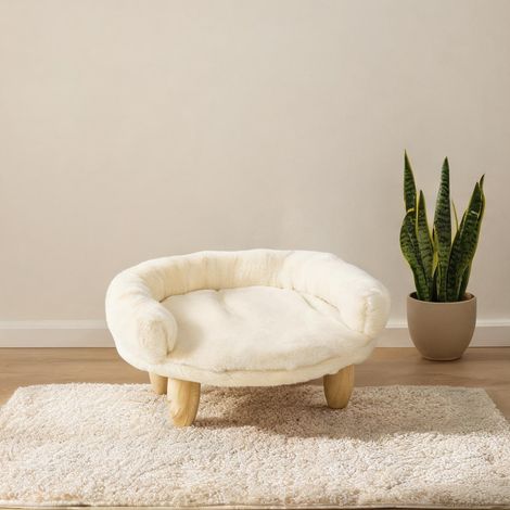Canapé pour chat et petit chien en flanelle blanche 47 x 40 x 20 (1/5)