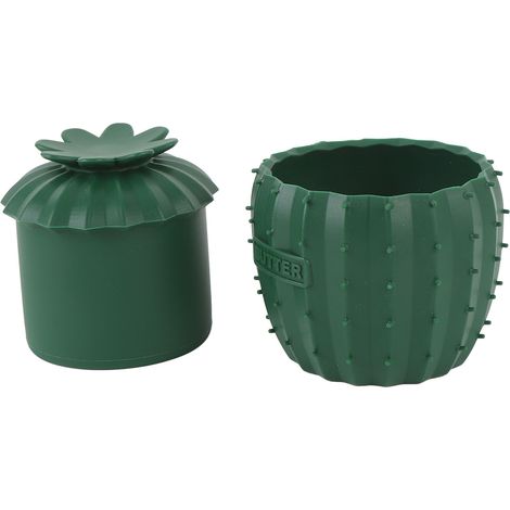 Beurrier avec couvercle, en silicone résistant à la chaleur, avec ligne d'eau, pour la cuisine, couleur vert foncé. (1/5)