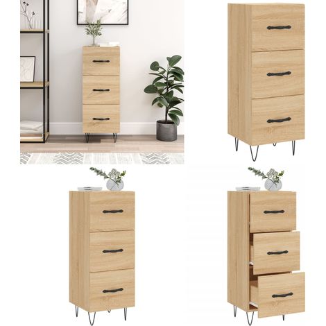 Sideboard Sonoma-Eiche 34,5x34x90 cm Holzwerkstoff - Sideboard - Wohnzimmermöbel - Eichefarben - Regal - Aufbewahrung - Home & Living (1/5)