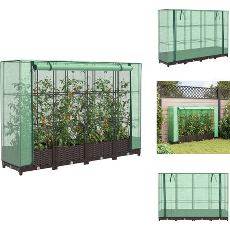 Jardinière surélevée avec housse aspect rotin 160x40x123 cm - Jardinière Surélevée - Jardinières Surélevées - Jardinière Surélevée De Jardin - Lit À Fleurs De Jardin Surélevé (1/5)