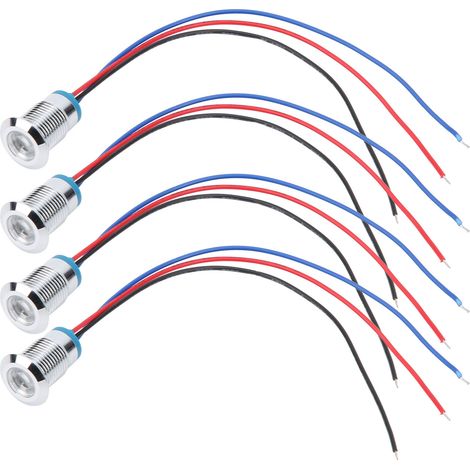 Set mit 4 wasserdichten 12-mm-LED-Anzeigeleuchten, gemeinsame Anode, Industriekomponenten 110–220 V, rot und blau (1/5)