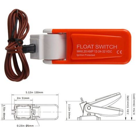 Interrupteur à flotteur marin, interrupteur de pompe de cale de yacht, interrupteur de niveau d'eau marin, pompe submersible, accessoires pour interrupteur de bouée marine (1/3)