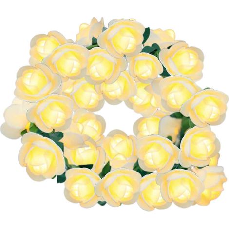 1 Guirlande lumineuse LED, rotin artificiel vert, roses et feuillage, décoration Noël, mariage, intérieur, jardin (1/5)