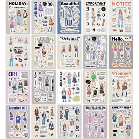 20 autocollants figures romantiques mignons adhésifs DIY décoratifs pour album photo scrapbooking - Type2 (1/5)