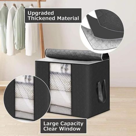 Sac De Rangement Pour Couette - Non-tissé - 60 x 42 x 36 cm - Gris - Lot De 4 (1/4)