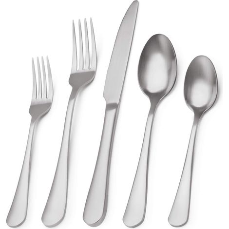 5-teiliges Silberbesteck-Set, Edelstahl-Besteckset mit Satin-Finish