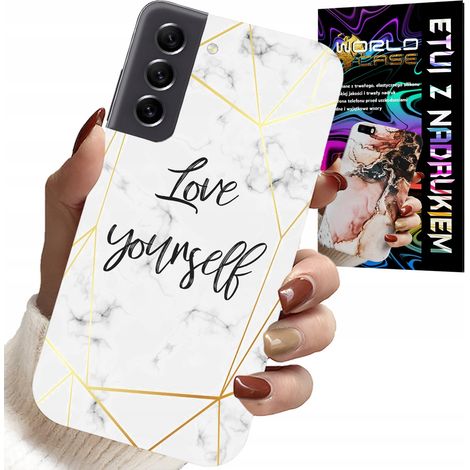 Funda para Samsung Galaxy S22 - Mármol blanco con marcos dorados. Te amo. (1/5)