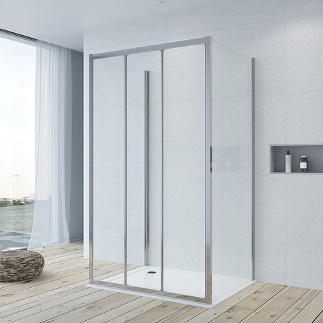 U-formige Duschkabine mit Schiebetür 6 mm Sicherheitsglas Bad Duschabtrennung Duschtür mit Seitenwand 90 x 90 x 195 cm Duschwand Eckdusche (1/5)