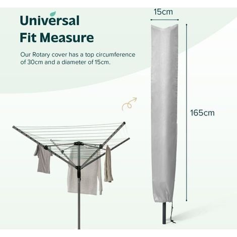 Drehbarer Wäscheleinenüberzug, wasserdichter Wäscheleinenüberzug mit Reißverschluss, geeignet für Wäscheleinen und Gartentrockengestelle (silber). (1/3)