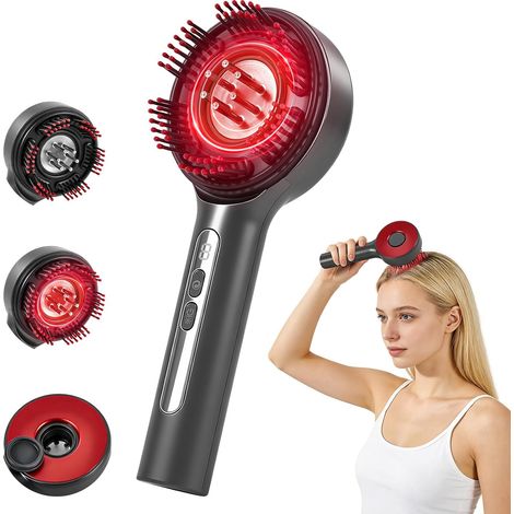 Peignon de croissance des cheveux de thérapie laser, applicateur d'huile pour cheveux et brosse à cheveux rouge, massage électrique pour cuir chevelu Croissance des cheveux avec IPX7 imperméable