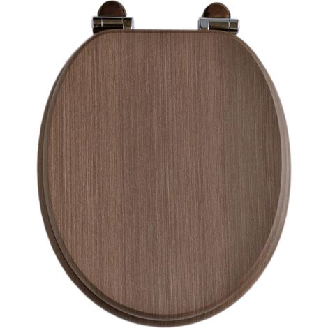 Homseat MDF Toilet Seat with Soft Close function, Dark brown wood-grain (1/5)