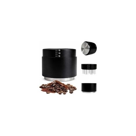 Tasseur Café 51mm, Distributeur Café 3-en-1 et Tamper avec Outil WDT, Coffee Temper Profondeur Réglable Avec Ressort Calibré, Accessoires Espresso Professionnel pour Portafilter (51mm)