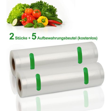 2x Vakuumrollen Vakuumbeutel 20 x 600 cm Vakuumfolie Vakuumierfolie Vakuumier +5x Beutel