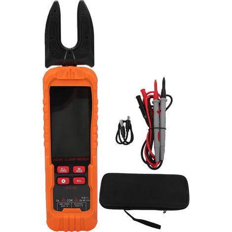 Intelligentes Digitalmultimeter mit U-förmiger AC/DC-Stromzange, automatischer Bereichswahl, Strommessung und HD-Farbdisplay. Misst Strom, Spannung und Temperatur. NCV XC216B (1/5)