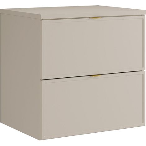Mobile sotto lavabo sospeso con ripiano Beige 60 cm - ONDIL
