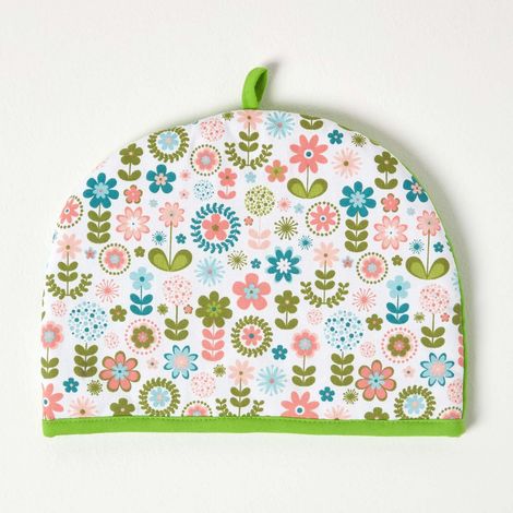 HOMESCAPES Teekannenwärmer Retro Blumen Design Tea Cosy