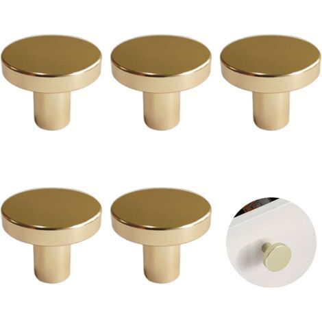 5 Round Solid Brass Handles for Dressers and Cabinets - Premium Quality (1/5)