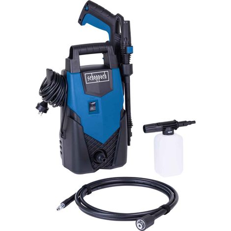 Scheppach Nettoyeur Haute Pression HCE1400 - 110bar - 1400W - Débit Max: 408 L/h - 88dB -Léger et facile à transporter - Pistolet avec rallonge, réservoir et 3m de tuyau inclus