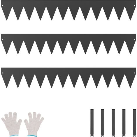 Acier galvanisé noir bordure de jardin, lot de 3 bandes pliables, séparateur de pelouse et allée (1/5)