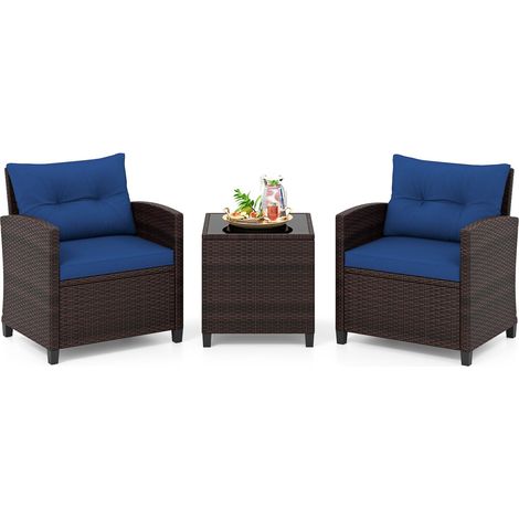 COSTWAY Set Sedie E Tavolo Esterno,Set Sedie E Tavolo In Rattan,Set Sedie E Tavolo Da Giardino,Set Rattan Giardino,Set Rattan Sedie,Set Sedie Bar,Set Sedie Ba (1/5)