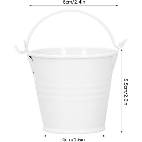 Lot de 10 mini pots de fleurs pour plantes succulentes, petits seaux en métal blanc, pour décoration intérieure et extérieure, 4 x 5,5 x 6 cm (1/5)
