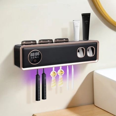 Support de brosse à dents mural intelligent, support de brosse à dents UV avec écran LED, UV, détection intelligente et technologie de séchage à l'air efficace (1/5)