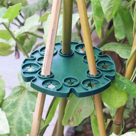 Disco de bambú para jardín, soporte para plantas con varillas de 8-12 mm, 13,5 cm, verde (1/4)