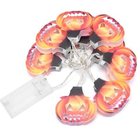 Guirlande lumineuse citrouille creuse à 10 LED, décoration intérieure et extérieure pour Halloween, fêtes et festivals, lumière chaude (1/5)