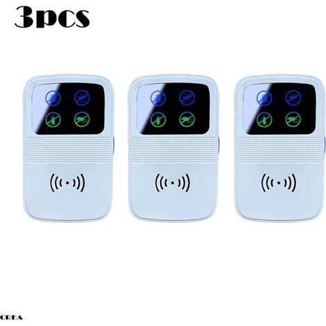 Répulsif à souris à ultrasons, piège à souris électronique intelligent, couverture à 360°, indicateur LED, répulsif à souris multifonction, adapté à la maison/garage/entrepôt, (Blanc)