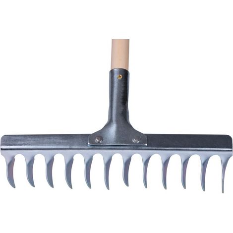 Rasen Rechen Strend Pro R108A.WH, 12 Zähne, Belüftung, Vertikutierung, Holzstiel