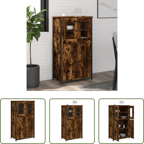 vidaXL Rangement moderne - Buffet haut chêne fumé 62x32x106,5 cm bois d'ingénierie (1/5)