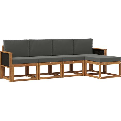 Conjunto de sofás de exterior 5 uds. Natural y Antracita vidaXL (1/5)