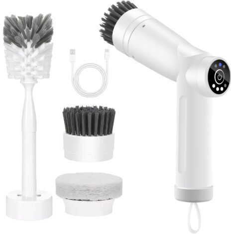 Electric Cleaning Brush 3 Speeds, Upgraded LED Display, Electric Wringer with 3 Replaceable Heads, Bath Brush for Home, Floor, Kitchen and Bathtub (1/5)