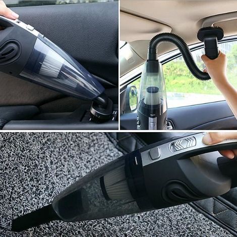 Aspirateur à Main de Voiture - Sans Fil Rechargeable - Puissante Aspiration - Nettoyage Humide et Sec - Noir (1/4)