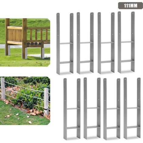 Jiubiaz Ancrage pour poteaux d'extérieur – très robuste, résistant aux intempéries et idéal pour les poteaux en bois dans le jardin - 111 mm 8x - H support de poteau (1/5)