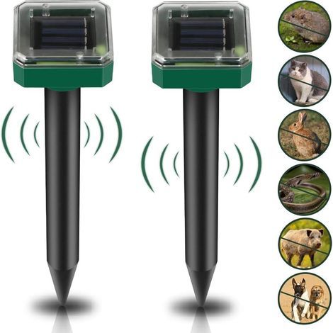 2er-Pack Solar-Maulwurfabwehr, IP65 wasserdichte Solar-Wühlmausabwehr, Ultraschall-Maulwurfabwehr, Schädlingsbekämpfung für den Garten