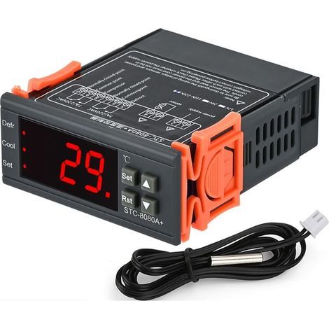 Applicable STC-8080A + LED Thermostat numérique régulateur de température thermorégulateur relais chauffage refroidissement for incubateur AC 110-220 V NTC 1 pièces(AC100-220V) (1/4)
