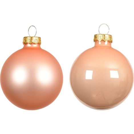 Christbaumkugeln Peach Pearl 3 x glänzend & 3 x matt Ø 8 cm aus Glas - 6er Set