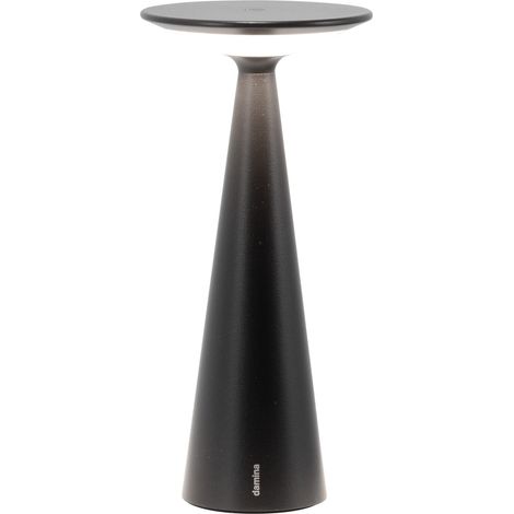 Zafferano Damina - Lampada Led Ricaricabile da Tavolo, Touch Dimmer, 8h di Autonomia, IP65 - Senza Fili, Finitura in Alluminio Nera (1/3)